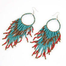 Load image into Gallery viewer, Beaded Drop Hoop Earrings