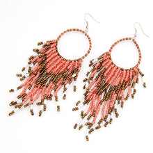 Load image into Gallery viewer, Beaded Drop Hoop Earrings